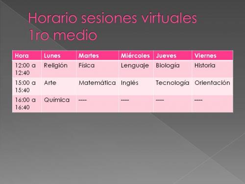 Horario Clases Online 1