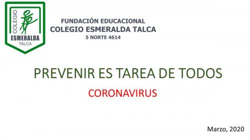 Corona virus  Nivel parvulario, primer ciclo